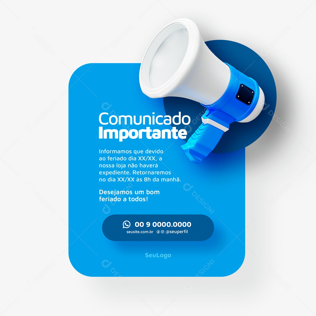 Comunicado Importante Social Media PSD Editável