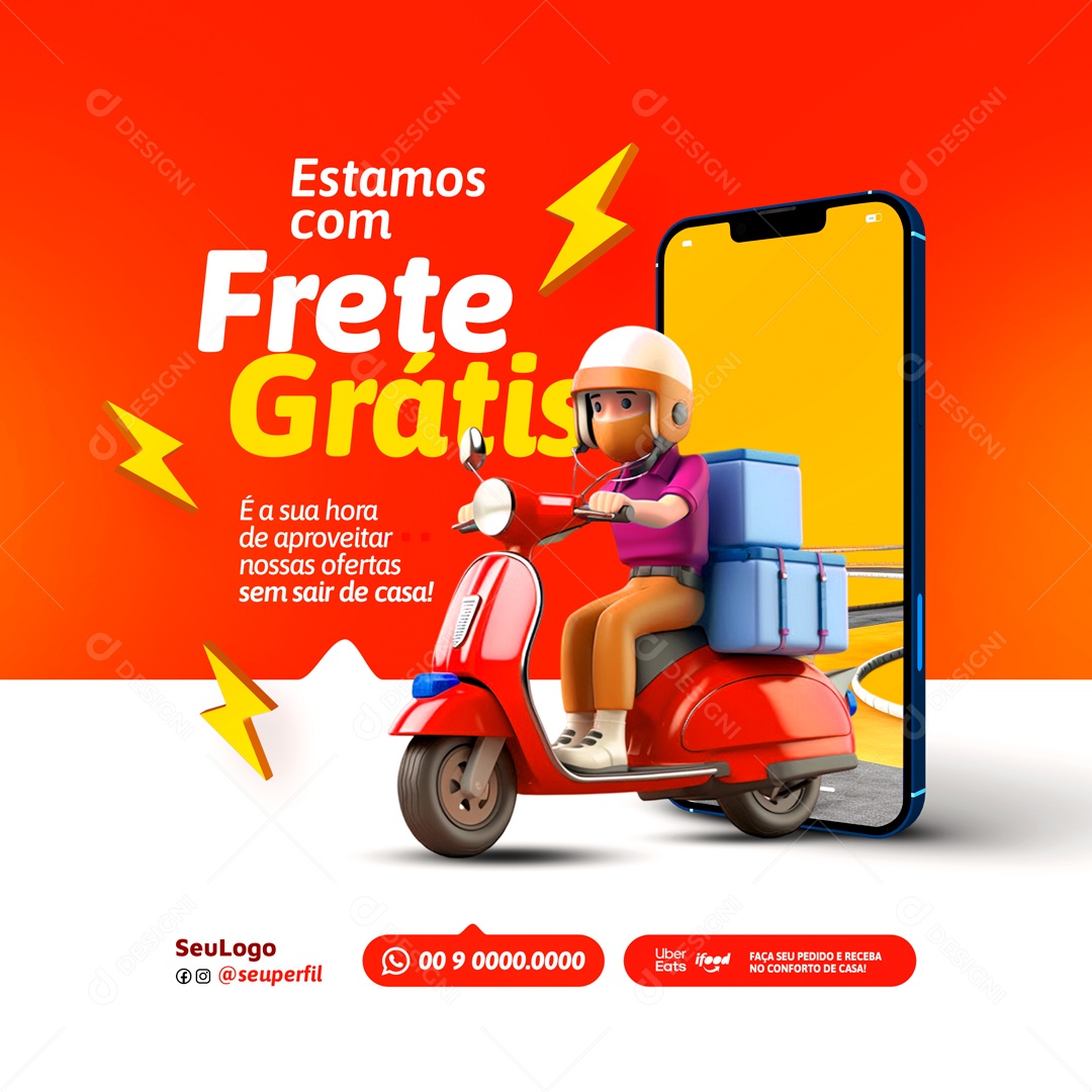 Social Media Frete Grátis Nossas Ofertas Delivery PSD Editável