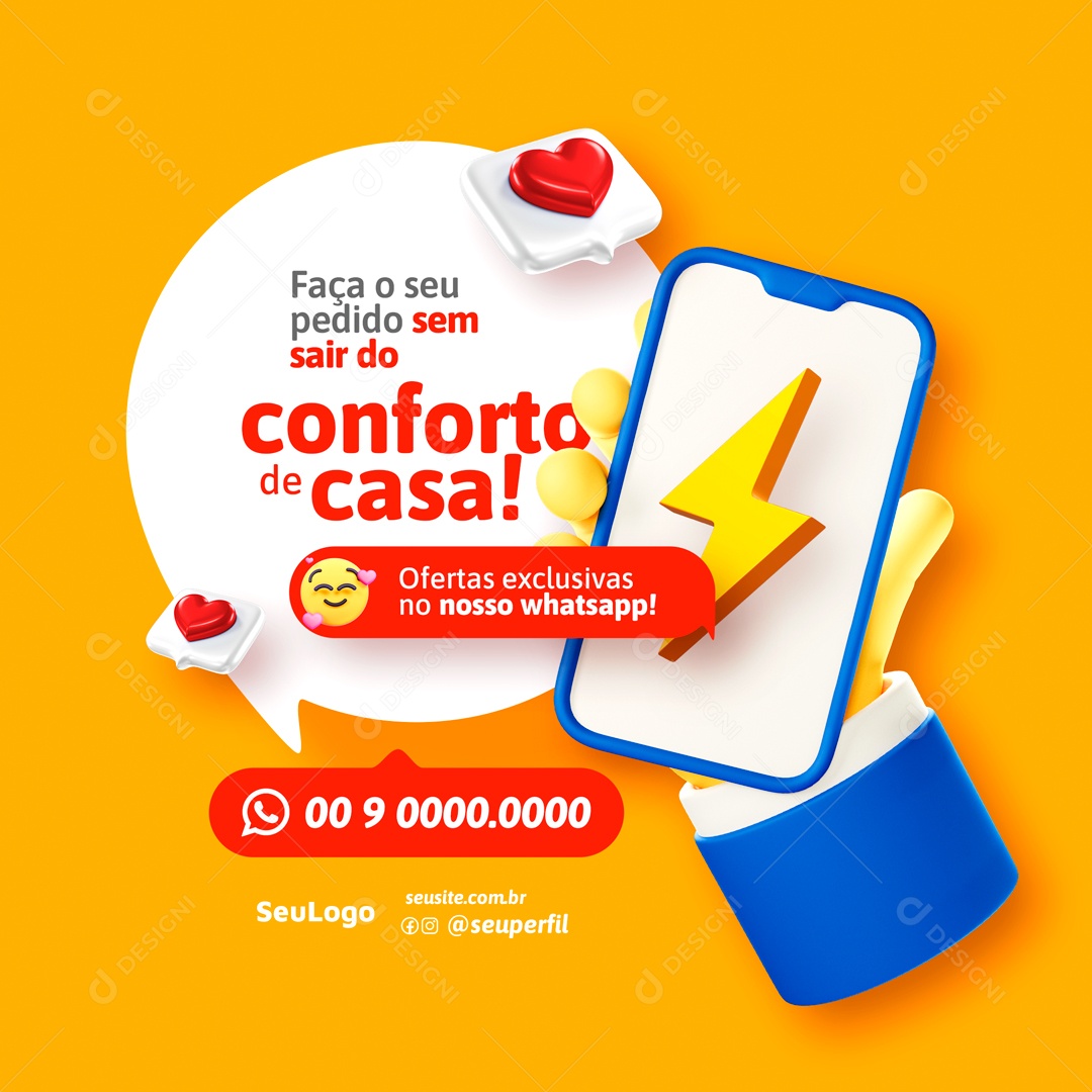 Social Media Faça Seu Pedido Conforto de Casa PSD Editável