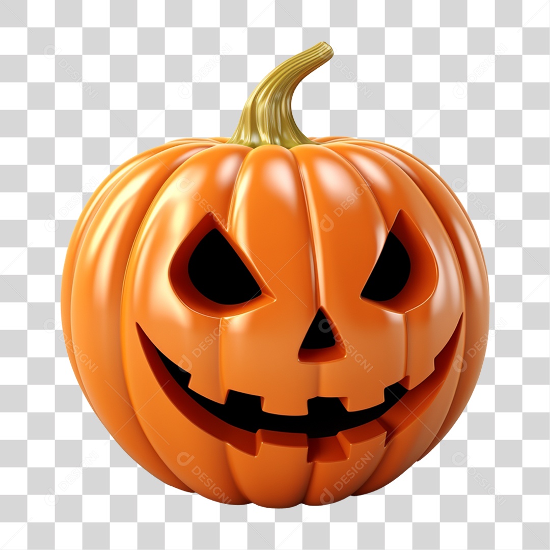 Abóbora Assustadora de Halloween Elemento 3D para Composição PNG Transparente