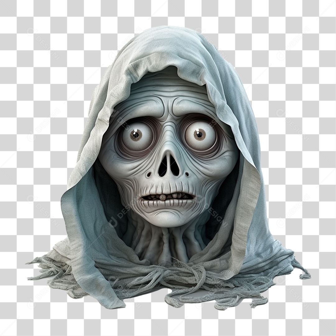 Imagem de Caveira Assustadora de Halloween Elemento 3D para Composição PNG Transparente