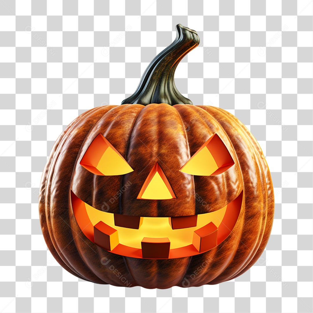 Abóbora Assustadora de Halloween Elemento 3D para Composição PNG Transparente