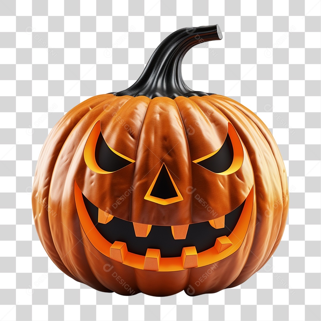Abóbora Assustadora de Halloween Elemento 3D para Composição PNG Transparente