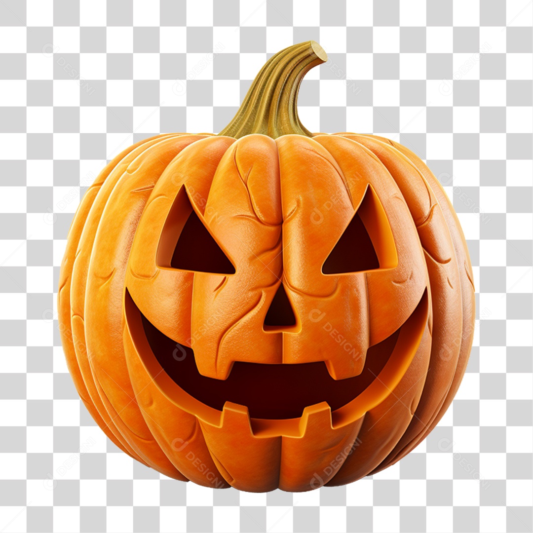Abóbora Assustadora de Halloween Elemento 3D para Composição PNG Transparente