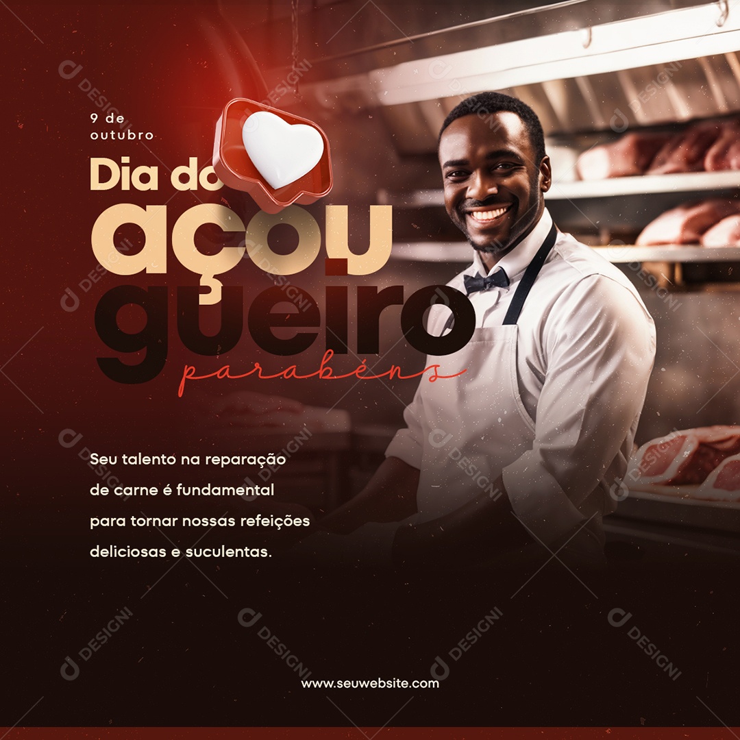 Feed Dia Do Açougueiro Parabéns Reparação Da Carne Social Media PSD Editável