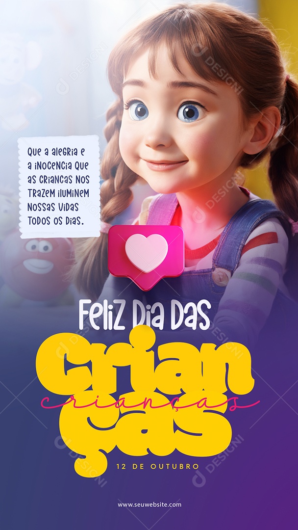 Story Feliz Dia Das Crianças Alegria e Inocencia Social Media PSD Editável