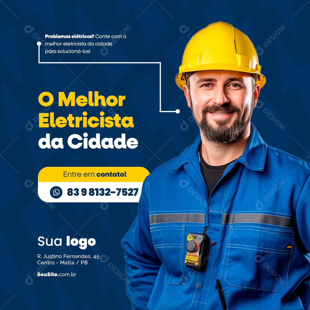 O Melhor Eletricista da Cidade Entre em Contato Social Media PSD Editável