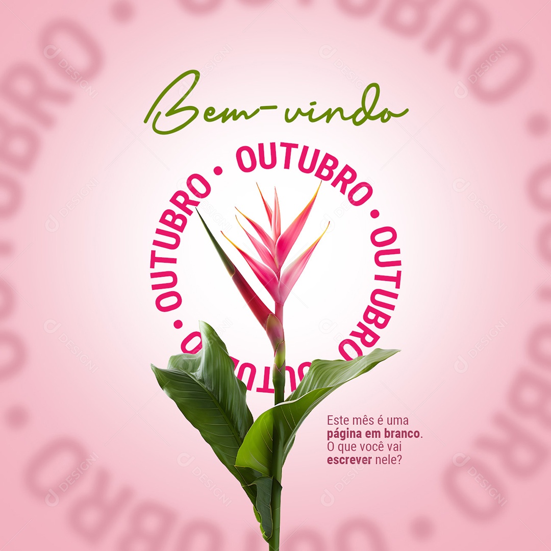 Bem Vindo Outubro este Mês é uma Página em Branco O que Você vai Escrever Nele Social Media PSD Editável