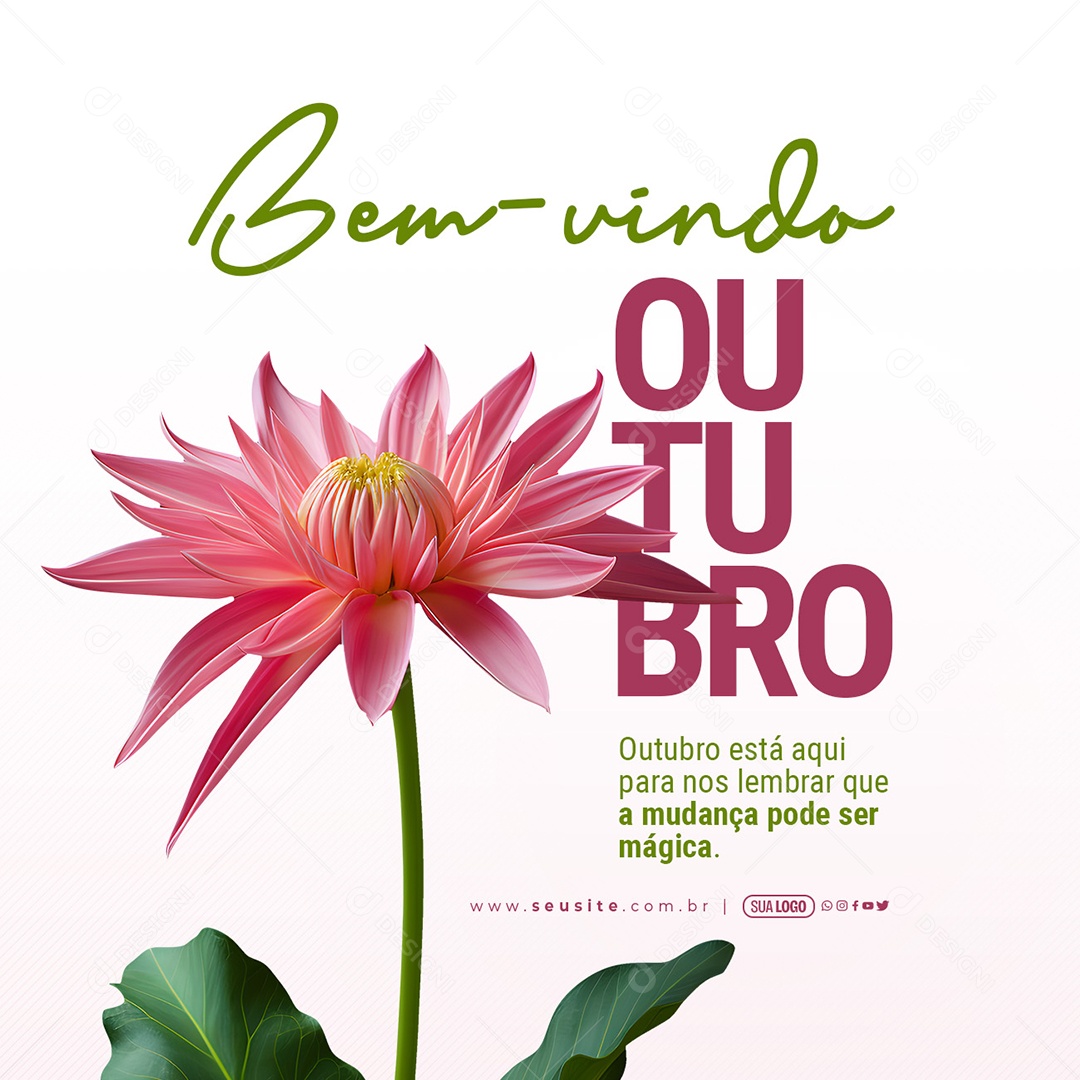 Bem Vindo Outubro está aqui para nos Lembrar que a Mudança pode ser Mágica Social Media PSD Editável