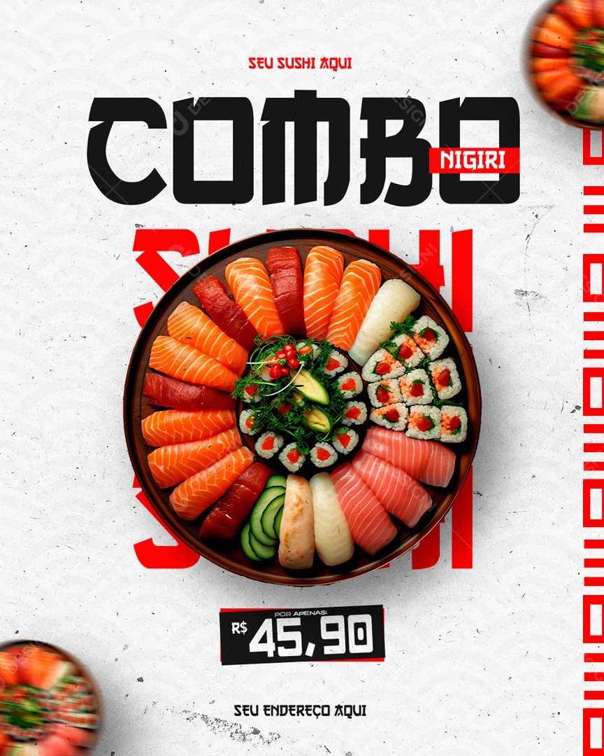 Feed Combo Nigiri Seu Sushi Aqui Social Media PSD Editável