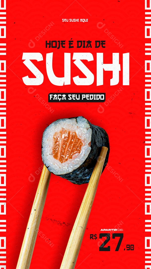 Social Media Story Hoje é Dia De Sushi Faça Seu Pedido PSD Editável