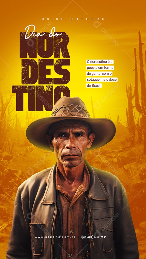 Story Dia do Nordestino 08 de Outubro é a Poesia em Forma de Gente Social Media PSD Editável