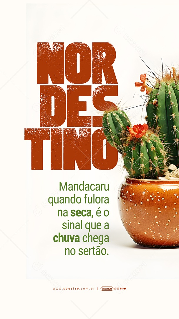 Story Nordestino Mandacaru Quando Fulora na Seca é o Sinal que a Chuva Chegou no Sertão Social Media PSD Editável