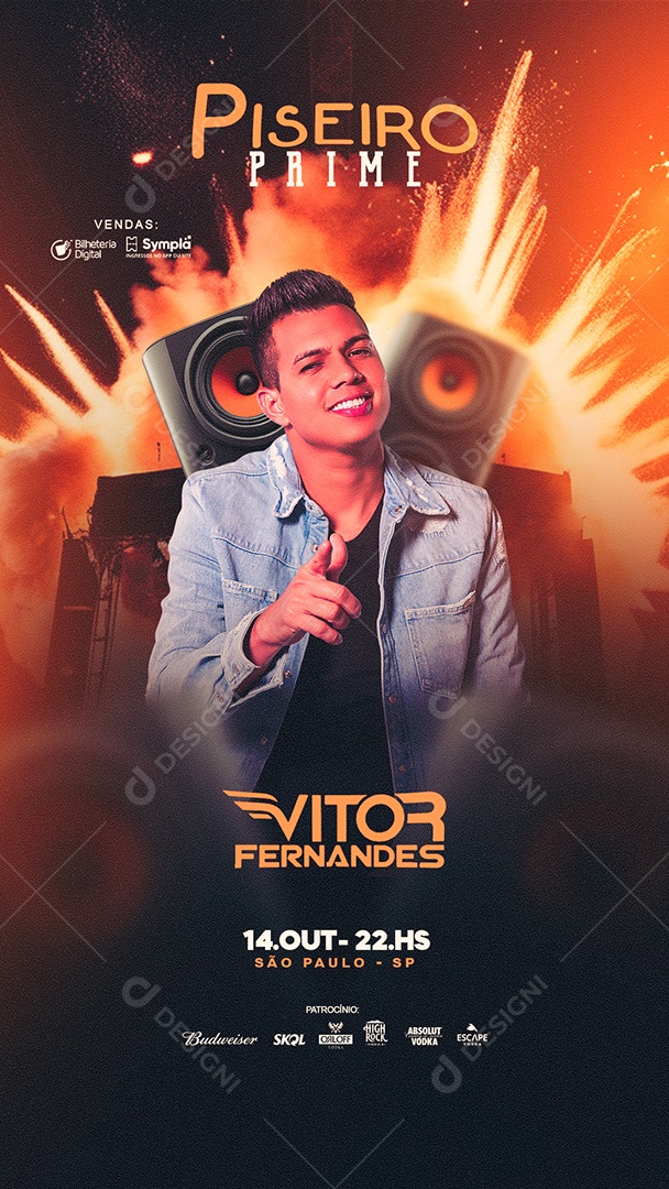 Social Media Flyer Story Piseiro Prime Vitor Fernandes PSD Editável