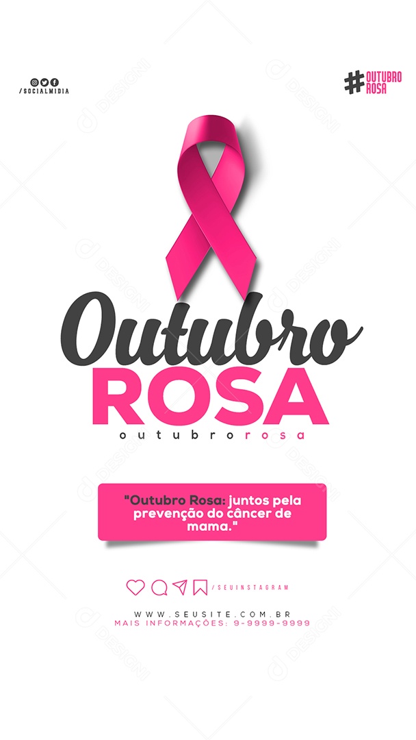 Story Outubro Rosa Prevenção Ao Câncer De Mama Social Media PSD Editável
