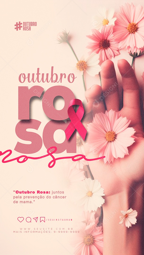 Social Media Story Outubro Rosa Câncer De Mama PSD Editável