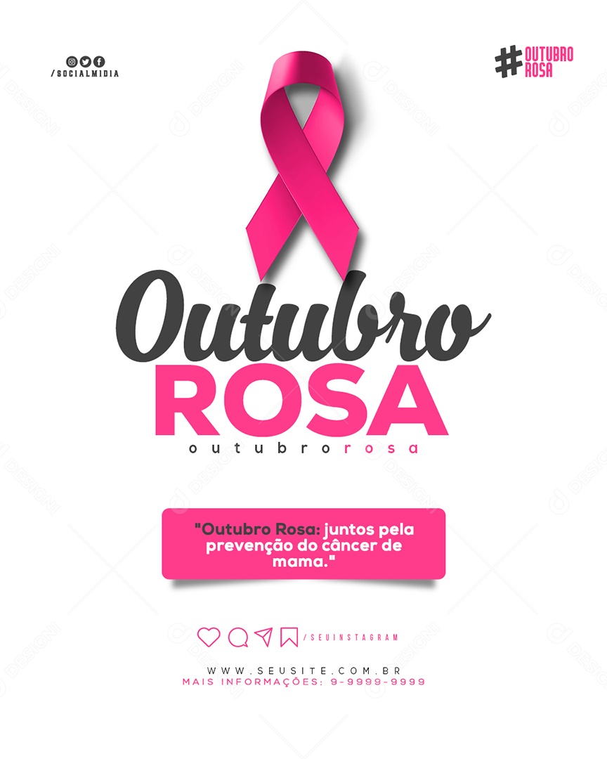 Social Media Outubro Rosa Juntos Pela Prevenção PSD Editável