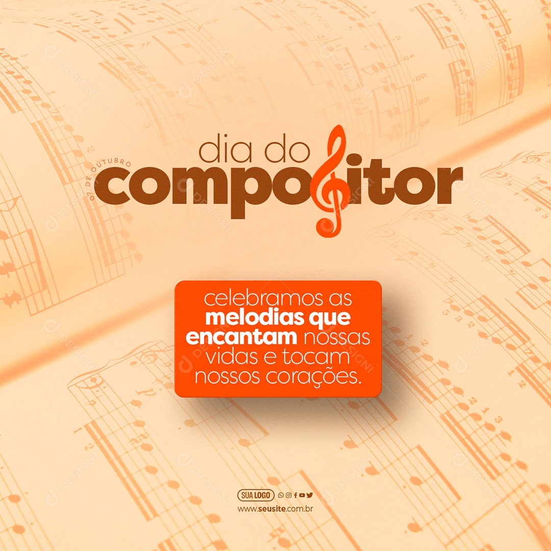 Dia Do Compositor Brasileiro 07 de Outubro Celebramos as Melodias que Encantam nossas Vidas e Tocam nossas Emoções Social Media PSD Editável