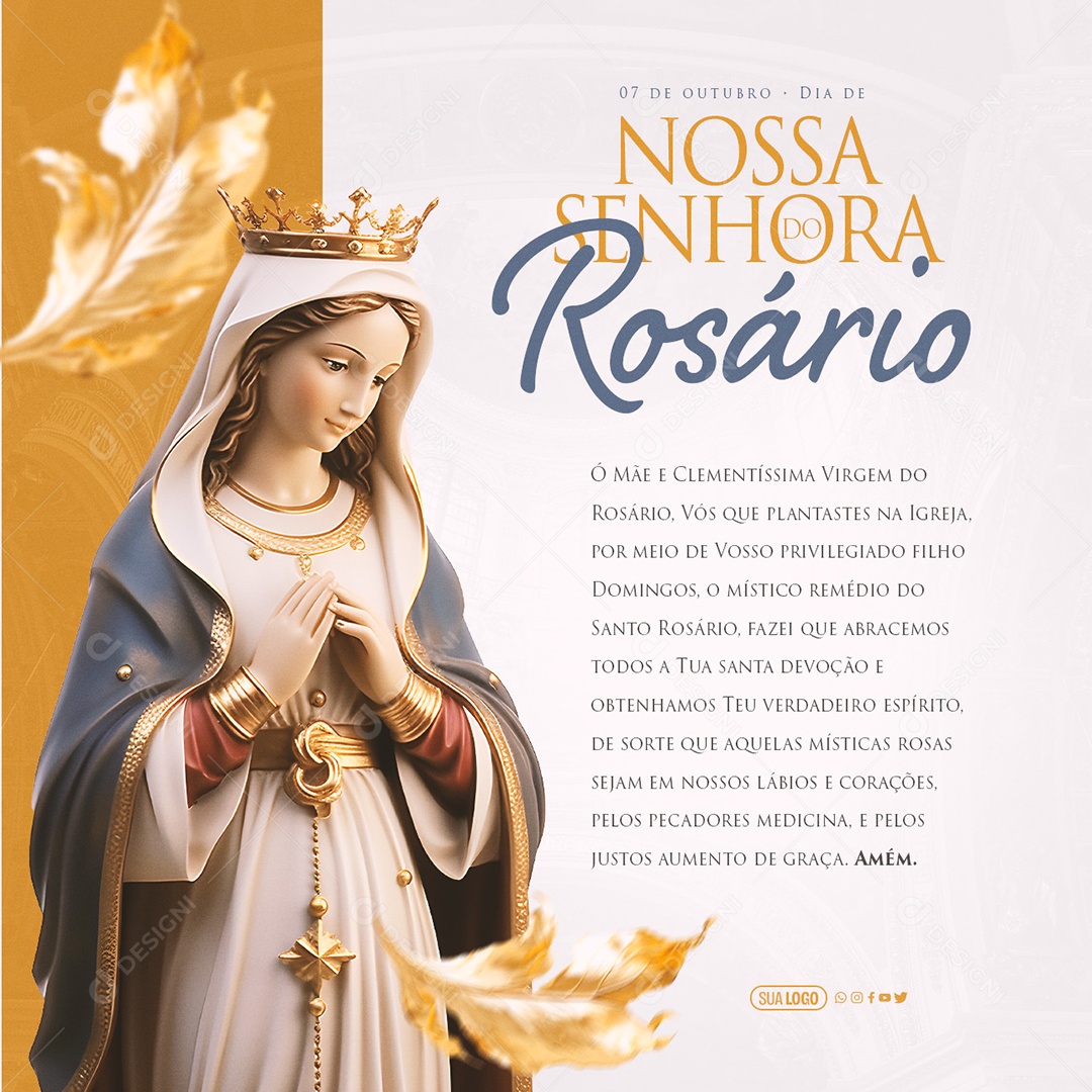 Dia de Nossa Senhora Rosário 07 de Outubro Mãe Clementíssima Virgem Social Mídia PSD