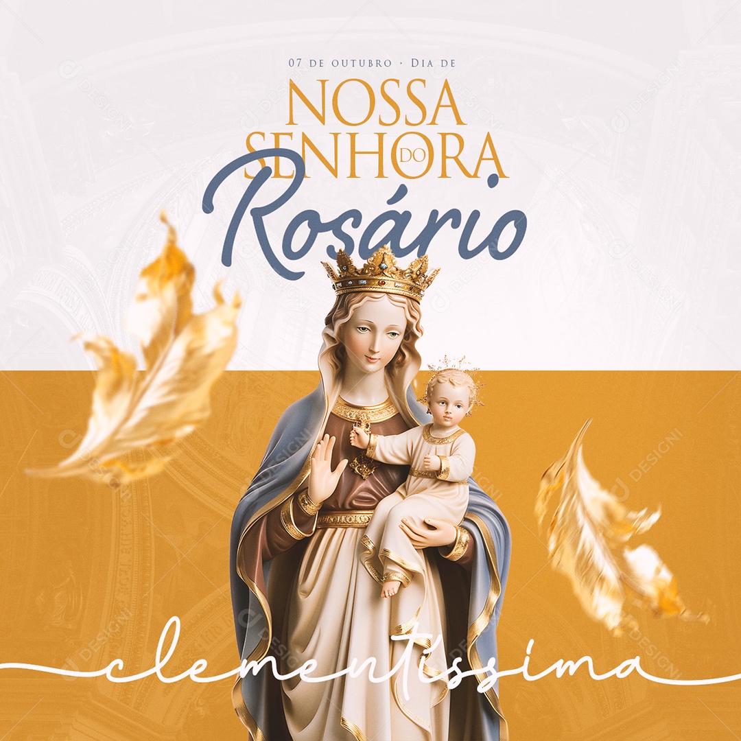 Dia de Nossa Senhora Rosário 07 de Outubro Clementíssima Social Media PSD Editável