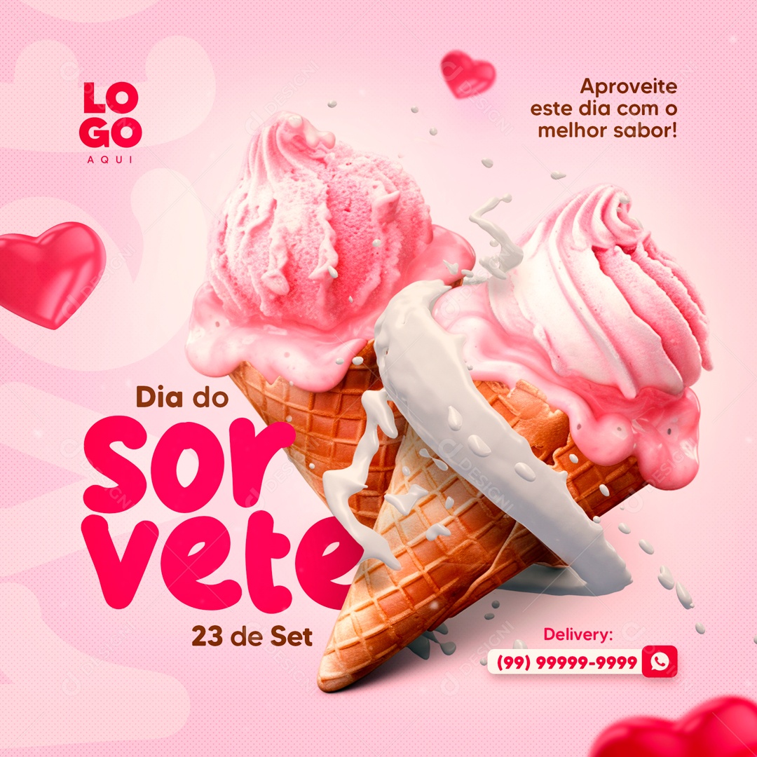 Social Media Dia Do Sorvete 23 De Setembro Melhor Sabor PSD Editável
