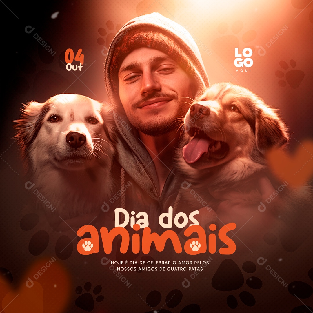 Social Media Dia Dos Animais Amigos De Quatro Patas PSD Editável