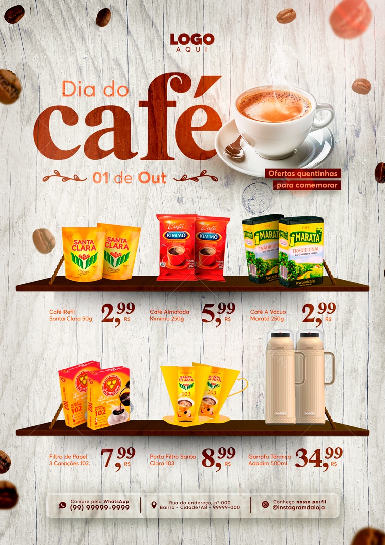 Social Media Dia Do Café 01 De Outubro Ofertas Quentinhas PSD Editável