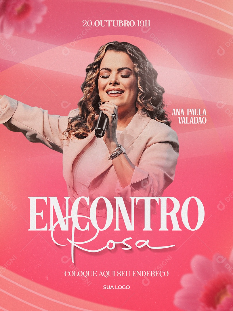 Gospel Encontro Rosa Culto Ana Paula Valadão Social Media PSD Editável