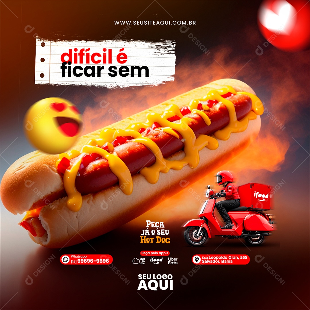 Social Media Cachorro Quente Difícil é Ficar Sem PSD Editável