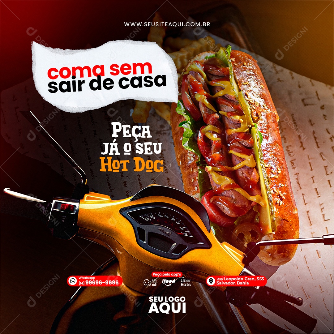 Hot Dog Eat Without Leaving Home Order Your Editable Social Media PSD Hot Dog Now