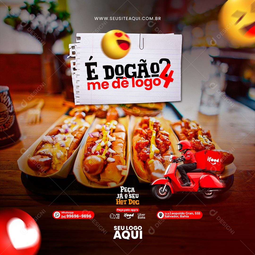 Cachorro Quente é Dogão me Dê Logo 4 Social Media PSD Editável