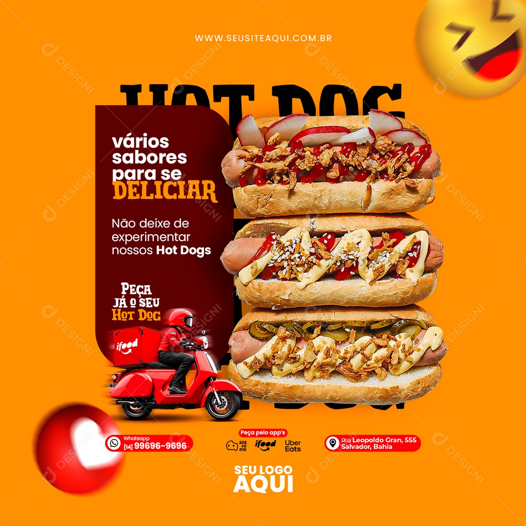 Cachorro Quente Vários Sabores para se Deliciar Social Media PSD Editável