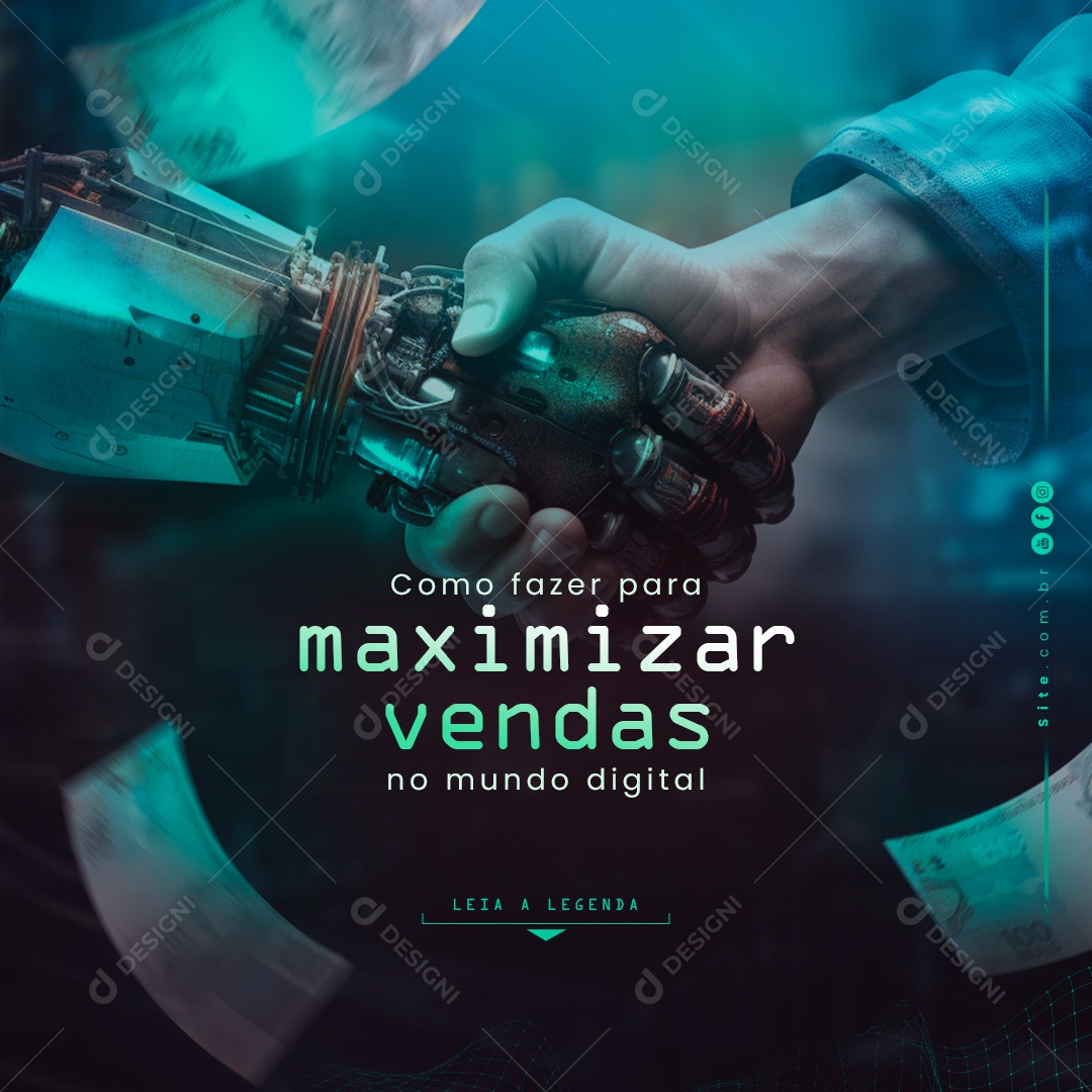 Marketing Digital Como Fazer para Maximizar Vendas no Mundo Digital Social Media PSD Editável
