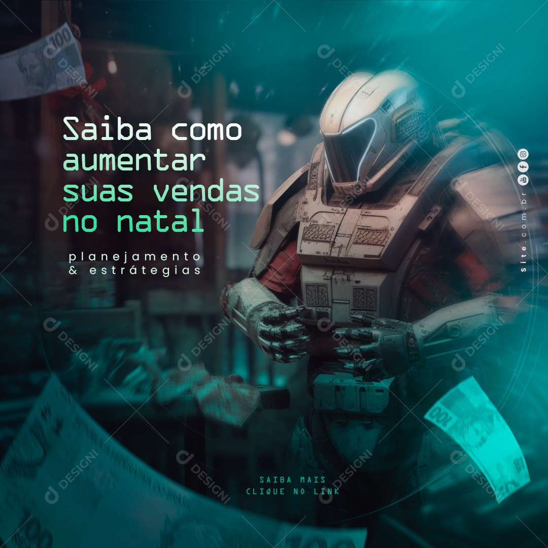 Marketing Digital Saiba como Aumentar suas Vendas no Natal Social Media PSD Editável