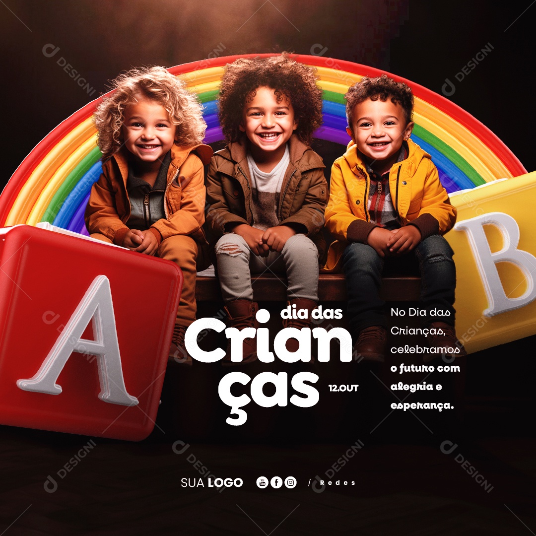 Dia Das Crianças Celebramos o Futuro com Alegria e Esperança Social Media PSD Editável