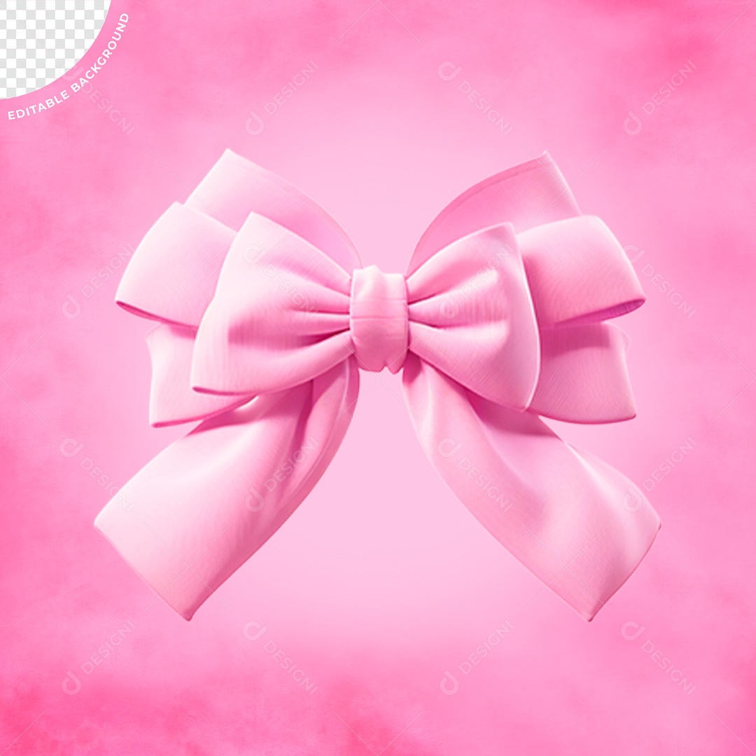 Laço Rosa Elemento 3D Para Composição PSD