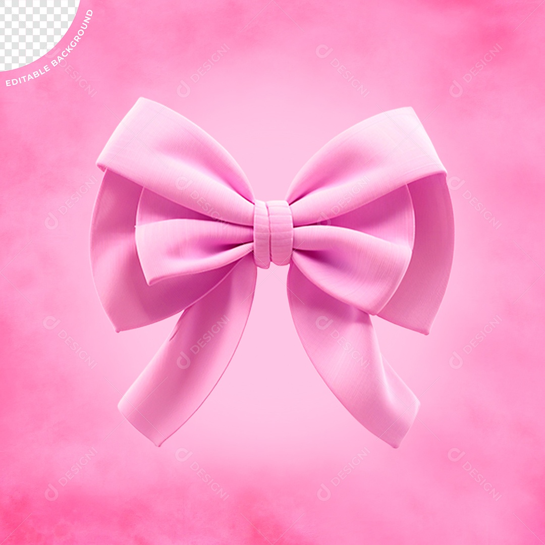 Elemento 3D Laço Rosa Para Composição PSD