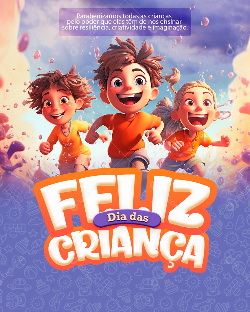 Feed Criatividade e Imaginação Feliz Dia Das Crianças Social Media PSD Editável