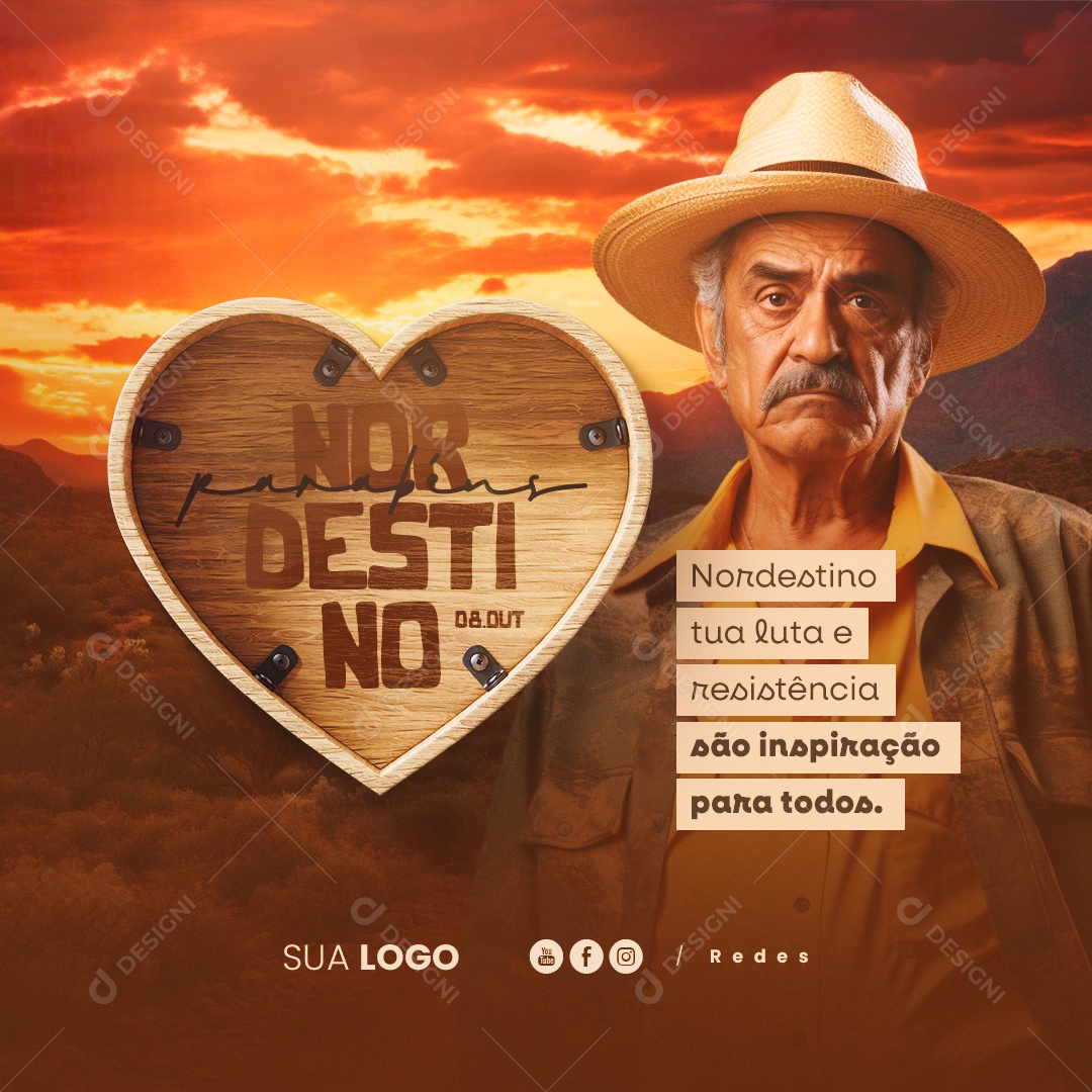 Dia do Nordestino 08 de Outubro Social Media PSD Editável