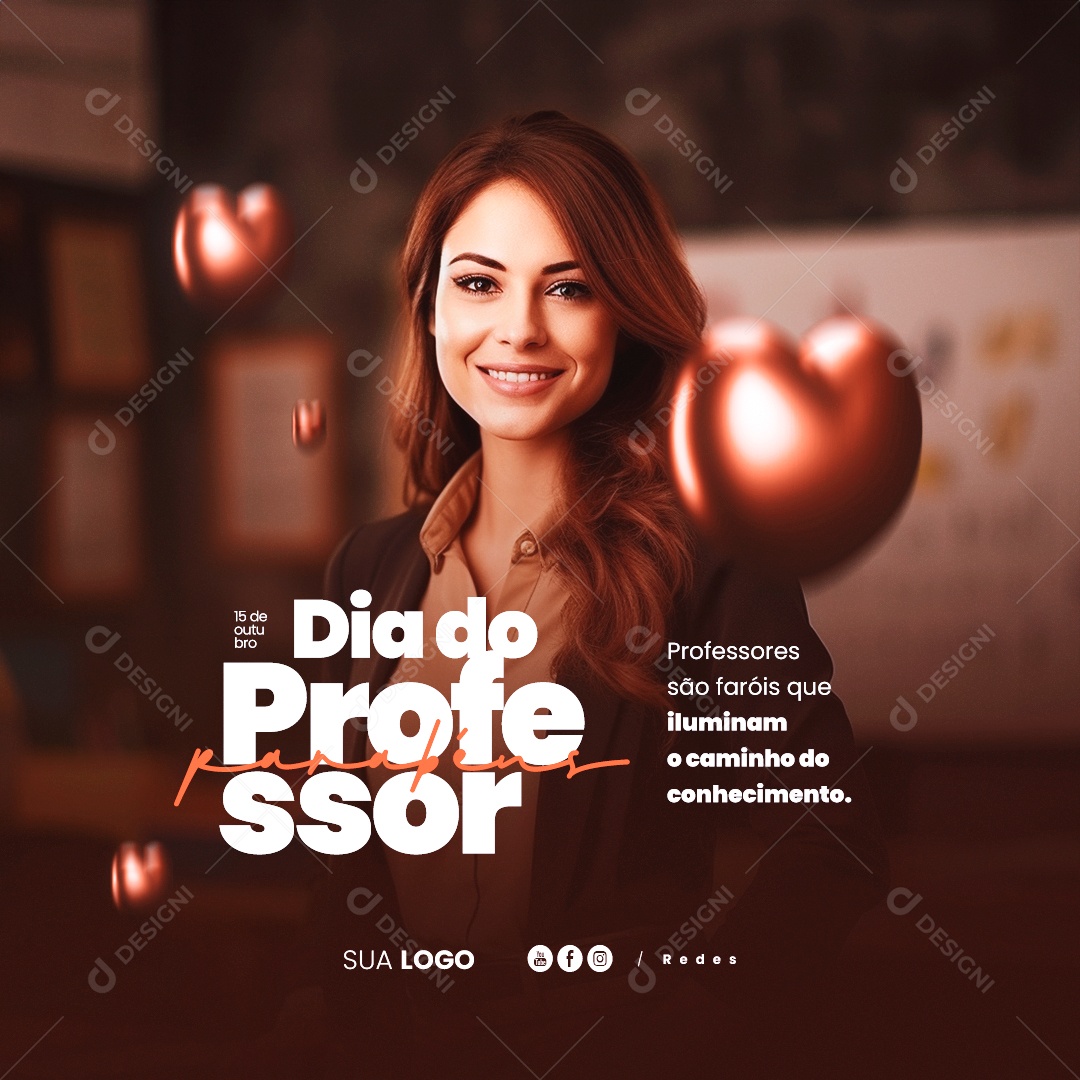 Dia Do Professor Parabéns 15 de Outubro Social Media PSD Editável