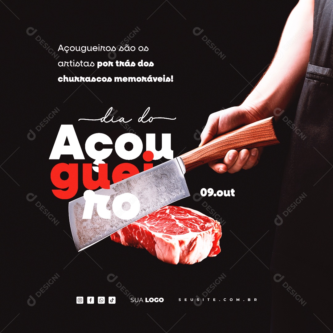 Dia do Açougueiro São os Artistas por Trás dos Churrascos Memoráveis Social Media PSD Editável