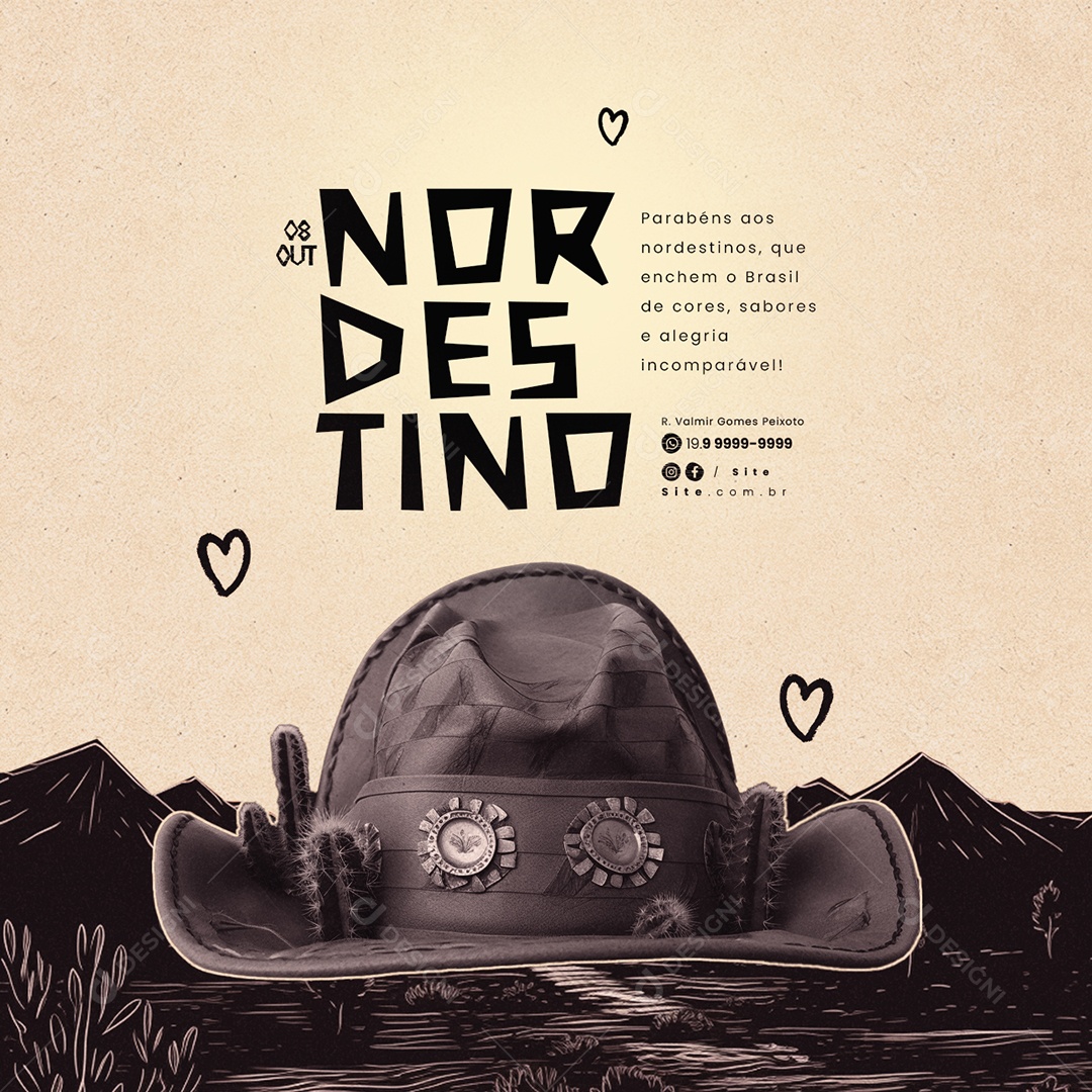 Dia do Nordestino 08 de Outubro Social Media PSD Editável