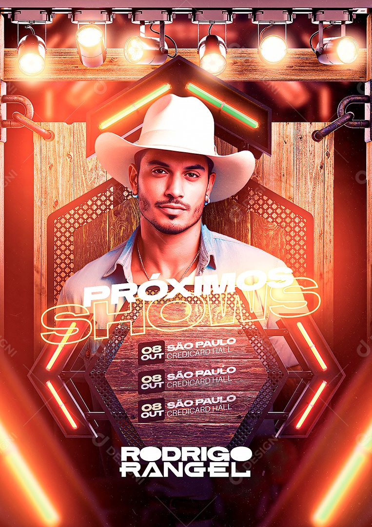 Flyer Próximos Shows Rodrigo Rangel Social Media PSD Editável