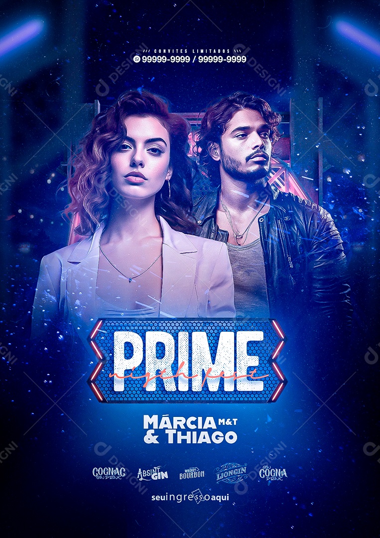 Flyer Prime Night Fest Márcia & Thiago Social Media PSD Editável