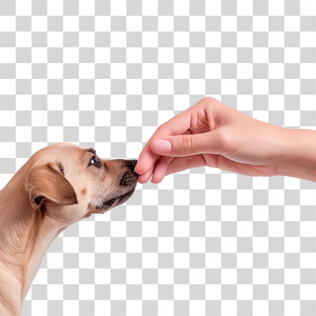 Cachorro Pet Cheirando Mão do Dono PNG Transparente