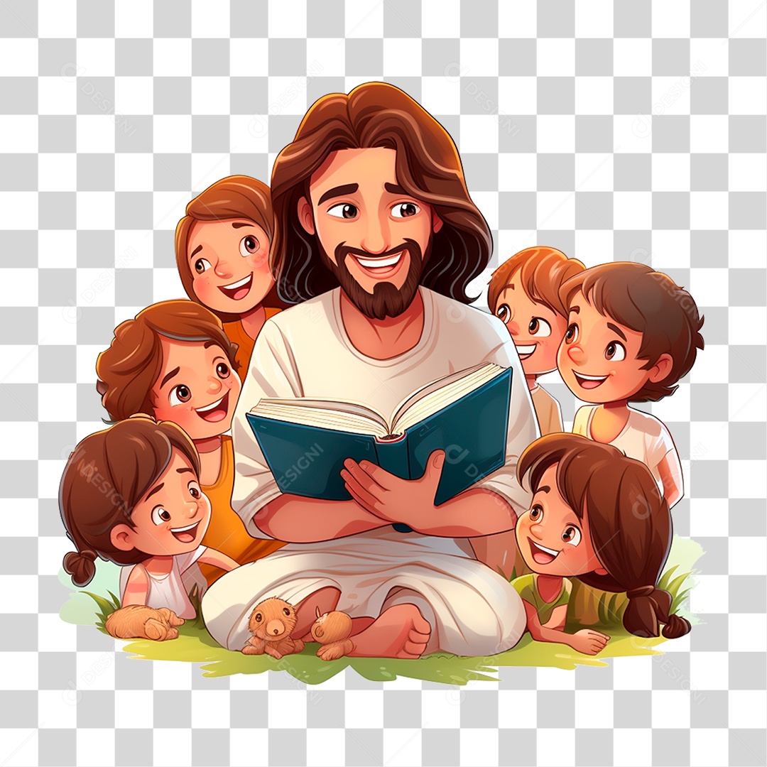 Imagem de Jesus Lendo Livro para Crianças PNG Transparente