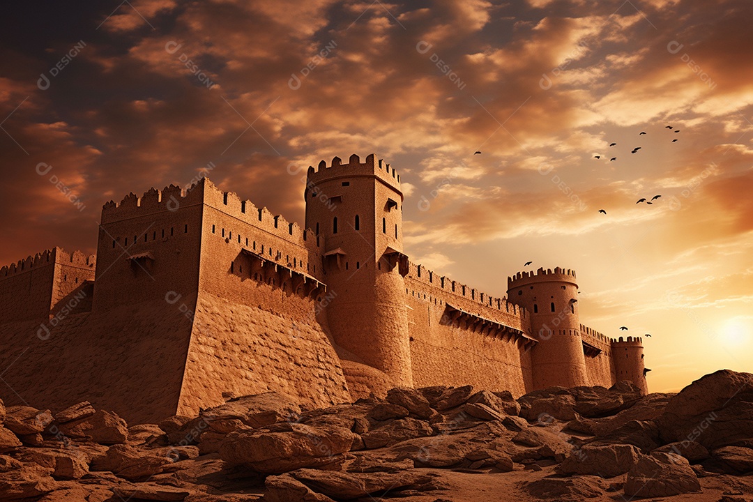 Reino da Arábia Saudita, uma antiga fortaleza sob o sol forte