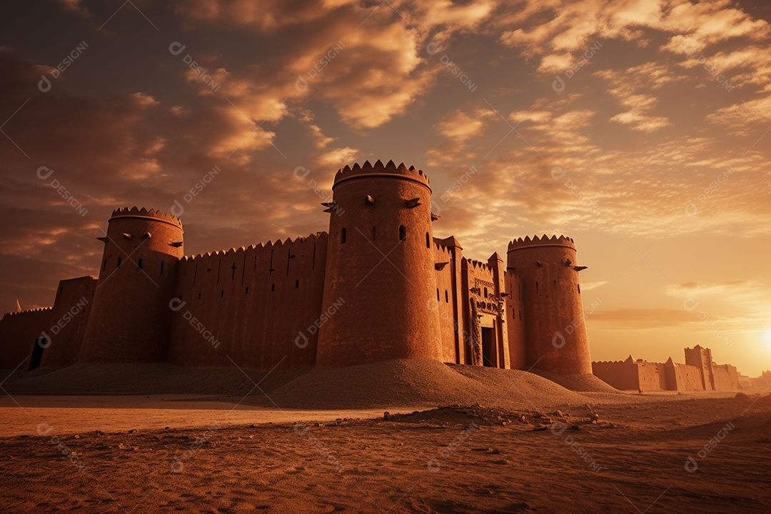 Reino da Arábia Saudita, uma antiga fortaleza sob o sol forte