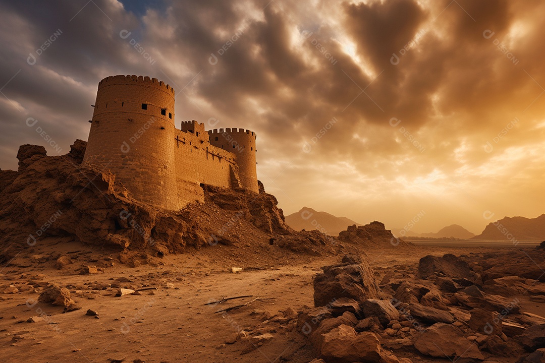 Reino da Arábia Saudita, uma antiga fortaleza sob o sol forte