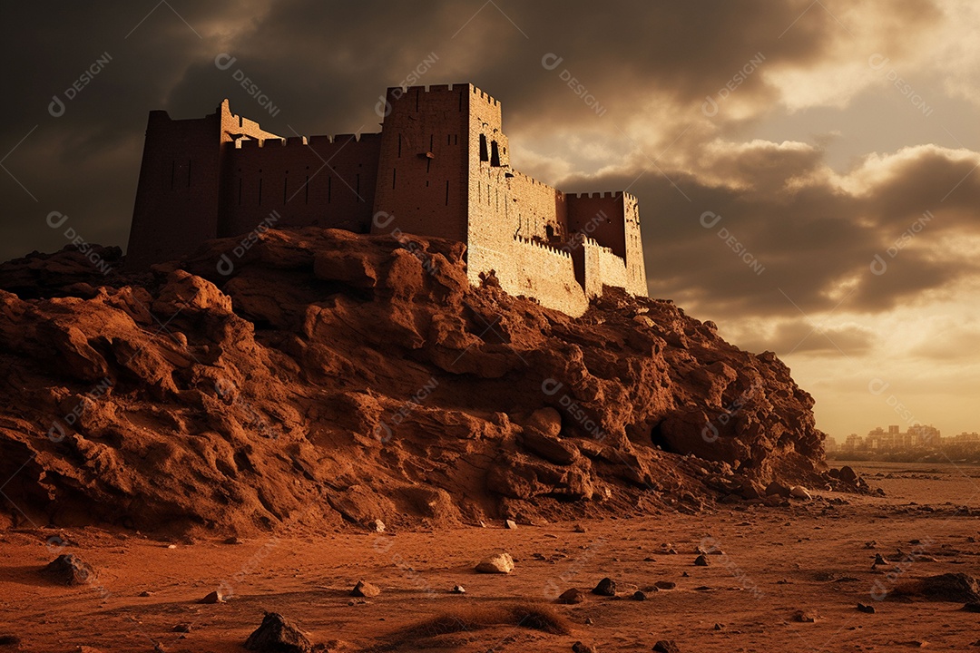 Reino da Arábia Saudita, uma antiga fortaleza sob o sol forte